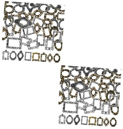 Abaodam 80pcs Mini Metal Photo Frame Nail Art Vintage Decorative Frames for Creative Nail Designs Unique Style and Art