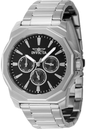 Invicta Speedway 46842 Herren Uhr - Wasserdicht - Analog - Quarzuhrwerk - Edelstahl mit schwarzen zifferblat - 42mm