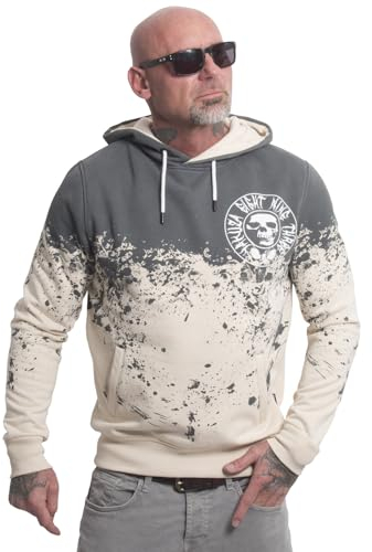 Yakuza Herren Splash Allover Kapuzenpullover, Whitecap Gray, XXL