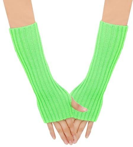 SJTJSPX Armstulpen Damen Mädchen Handschuhe Lange Handstulpen Fingerlose Winterhandschuhe Halbfinger Strickhandschuhe Einfarbig Armwärmer Stretch Pulswärmer Armlinge für Büro Tippen Computer