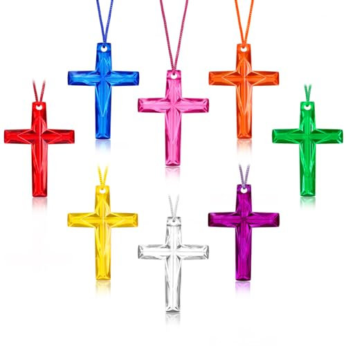 XIPENGKEJI 104 Stück Kunststoff-Kreuz-Halskette, 8 Farben, Kunststoff, Kristall