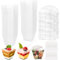 Lot de 100 verres à dessert en plastique 115 ml avec cuillères et couvercle transparents réutilisables pour crème glacée, dessert, fête, anniversaire