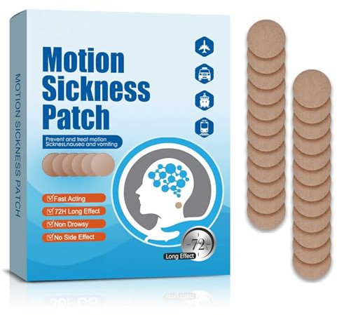 Motion Sickness Patches, Anti Nausea Sea Sickness Patch for Cruise, No Side Effects for Car and Boat Rides, Ships, Cruise and Airplane & Other Forms of Transport - for Adults and Kids (20PCS)