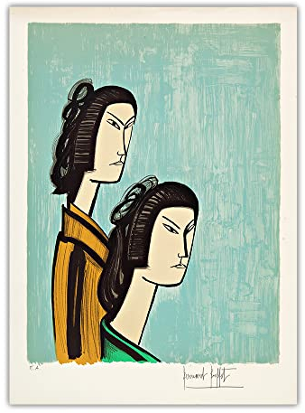 LATAFA Bernard Buffet Affischer Abstrakt《Två kvinnor》Canvasmålning Bernard Buffet Väggkonst Bernard Buffet Utskrifter För Heminredning Bilder 40x50cmx1 Ingen ram
