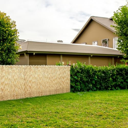 Clôture en Roseau Naturel Canisse Bambou 1m X 5m 1.5m X 5m 1.6m X 10m Clôture en Bambou Occultant Brise-Vue Clôtures Décoratives pour Balcon Jardin Patio (Color : Primary White Line, Size : 60x300cm