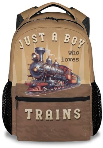 MEETUHONEY Zug-Rucksack für Jungen, 43,2 cm (17 Zoll) Rucksäcke für die Schule, niedliche, leichte Büchertasche für Kinder, Farbe: 1-1, Einheitsgröße, Cartoon