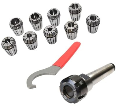 9 Stück ER25 Spannfutter + 1 Stück MT4 ER25 Morsegriff + 1 Stück ER25 Schraubenschlüssel for Gravieren, Fräsen, Drehen, ER Spannzangenzubehör, Ersatzteilmaschine(MTB4-ER25 (1PCS))