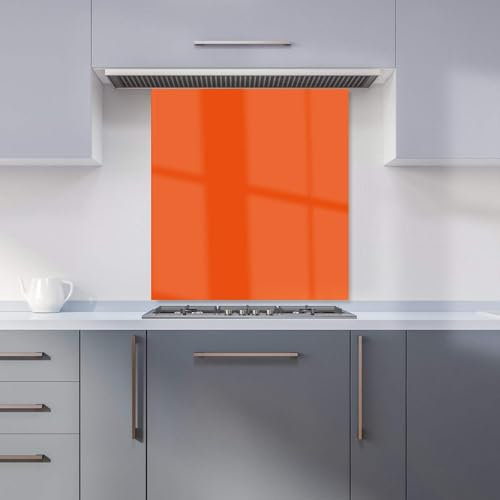 Warren Reed - Designer Premium Burnt Orange Kitchen Splashback 6mm Toughened Glass Kitchen Splashback – Heat Resistant Splashback for Kitchens, Perfect for Cookers and Hobs, Polished Edges
