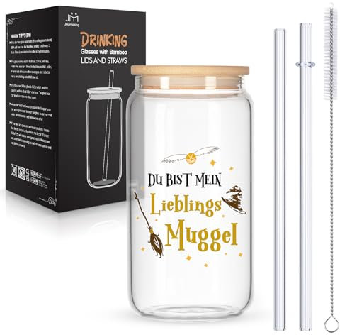 Joymaking Verres avec couvercle et pailles pour café glacé, cocktails, liqueur de fruits, thé glacé, soda, 43 g, verres à long drink, cadeaux Harry pour adultes, verre à boire, article de fan, verre à