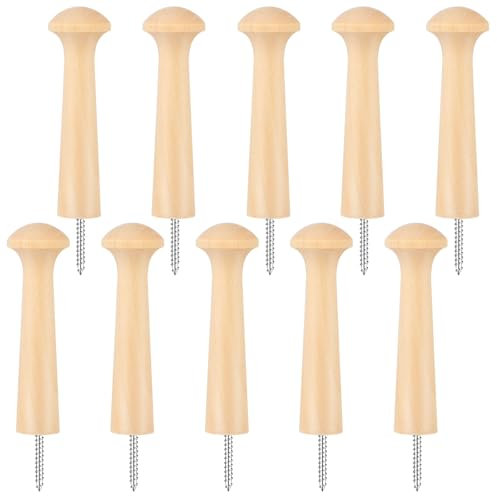 10 Pcs Wooden Shaker Peg Screw-On Solid Wood Hook 3.8 Inch Wooden Pegs Long Unfinished Wood Shaker Pegs Drying Hook for Hanging Clothes Hats Keys Bags Towel
