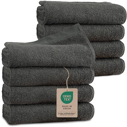 Hausfelder Handtücher 8er Set, 50x100cm, Anthrazit | Premium 500g/m² Handtuch Set, 100% Baumwolle, Ökotex Zertifiziert, Farbe: Anthrazit