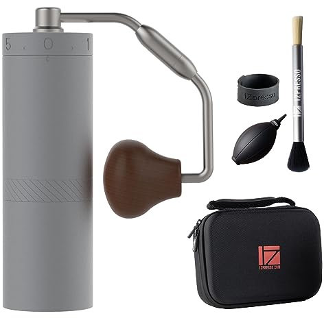 1Zpresso X-Ultra - Molinillo de café manual, color gris espacial, cuerpo de metal resistente bien construido, rebaba de acero inoxidable de montaje, ajuste externo numérico, taza de captura magnética,