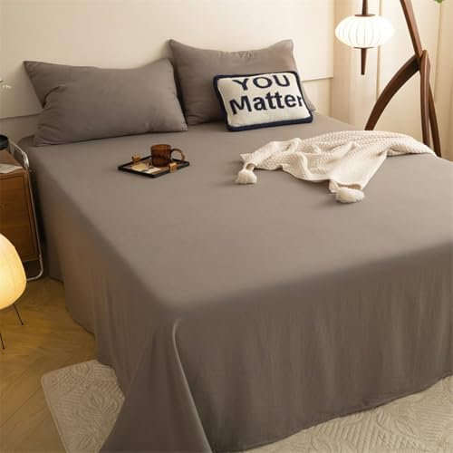 Betttuch Baumwolle Polyester 230x250cm Boxspringbett, Bed Sheets Dunkel Khaki Einfarbig Bettlaken