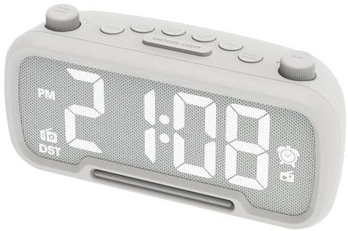 Radio Alarm Clocks for Bedrooms Bluetooth Speaker, Digital Clock FM Radio with Sleep Timer, Adjustable Volume & Dimmer, Mains Power with Battery Backup, Night Light, USB & Type-C Charger