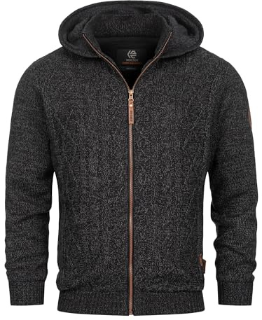 Indicode Herren INRandolph Strickjacke Cardigan mit Kapuze & Reißverschluss