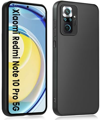 HuwaiH Handyhülle für Xiaomi Redmi Note 10 Pro 5G Hülle, Upgraded Kameraschut, Anti-Rutsch Stoßfest Haltbarkeit Schutzhülle, Weich TPU Case, Rundumschutz, Passgenau für Redmi Note 10 Pro, Schwarz