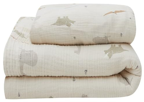 Leevje® Bettwäsche Kinder 135x200 [100% Baumwolle] - Bettwäsche für Kinder 2 Teilig (Dino, Decke 135x200cm + Kissen 80x80cm)