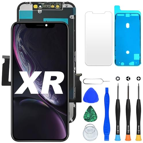 DlGl4U - Pantalla LCD de repuesto para iPhone XR, pantalla táctil 3D de 6.1 pulgadas para iPhone XR, digitalizador, montaje negro, con kit de herramientas de reparación para iPhone XR LCD