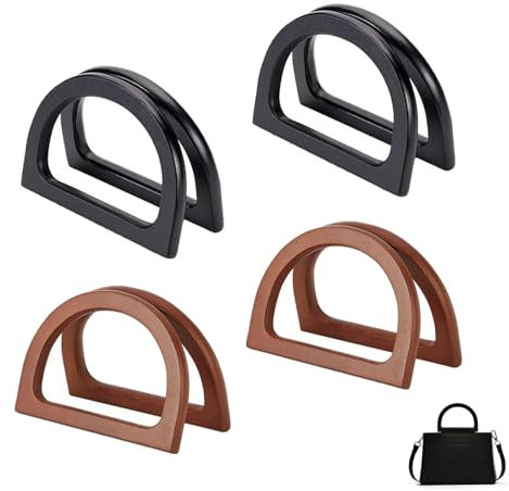UEPOA 4 Stück Taschenhenkel, Taschengriffe Holz Henkel für Taschen D-Form Taschen Henkel Set DIY Taschenherstellung Zubehör für Strandtasche Handtaschen Stroh Tasche Geldbörse