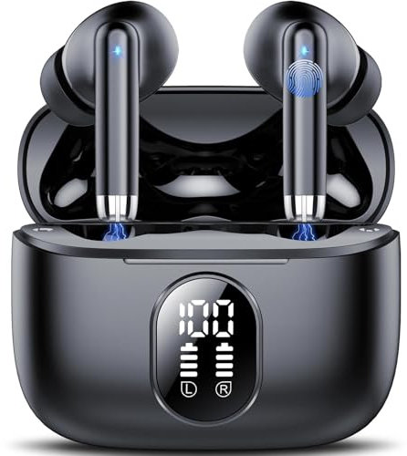 Wireless Earbuds, 2025 New Bluetooth 5.4 Headphones HiFi Stereo with 4 ENC Mic, 40H Mini Ear Buds In-Ear Noise Cancelling Earbuds with LED Screen, Ultra Light USB-C Bluetooth Earphones for Android iOS