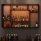 YOURLITE Weinregal Wand Metall, Bar Regal mit LED-Beleuchtung Modernes, Wandmontage Wine Display-Ständer, 3-stöckige Weinregal Metall, für Bars, Wohnzimmer, Küche, Restaurant, Schwarz