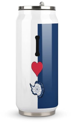 Yelolyio Thermobecher mit Aufschrift I Love My Country, Antarktis-Flagge, Edelstahl, isoliert, Geschenk mit Deckel und Strohhalm, Reisebecher für heiße und kalte Getränke, 500 ml