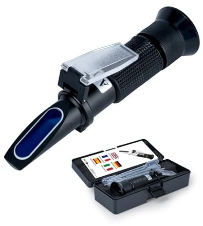4-in-1 Frostschutz Refraktometer Frostschutzprüfer Ethylenglykol (G11/G12), Propylenglykol (G13), Handrefraktometer für Gefrierpunkt von Kühlwasser & Scheibenwasser, AdBlue (DEF), Batteriesäure