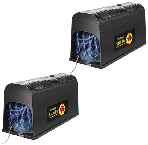 2X Elektrischer Rattenfänger, Leistungsstarke Spannung Ratten sofort zu töten, Upgrade Rattenlöscher, Erstellen Sie EIN Haus ohne Schädlinge