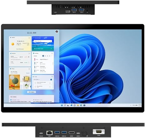 PC industrial todo en uno con Windows 11 Pro de 15.6 pulgadas con Intel Celeron N5100, 8 GB de RAM, 128 GB SSD, pantalla táctil IPS FHD (1920 x 1080), 4 USB 3.0, RS232, LAN, HDMI y tipo C