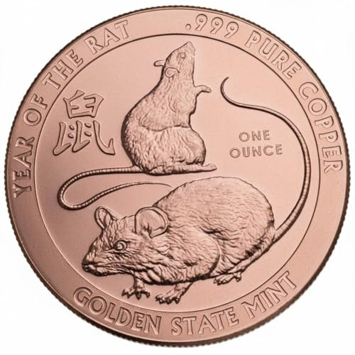 1 oz (AVDP-Unze) 99.9% reines Kupfer - Kupfer Rundbarren Year Of The Rat in original Lindner Kapsel