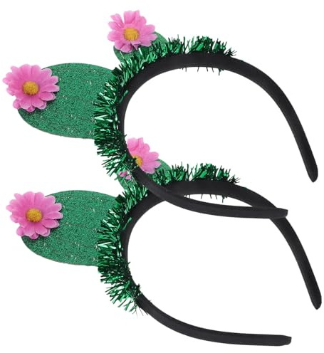 Kaktus Haarreif 2stücke Grün aus Filz Stoff für Partys | Lustige Haarreifen Erwachsene, Glitzer Optik, 2 Stück-pack als Deko und Selfie Prop