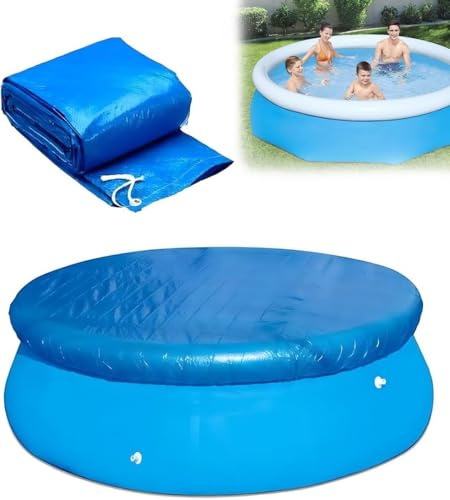 Copertura rotonda per piscina, spessa, facile da montare, con coulisse, per piscine gonfiabili fuori terra, antipolvere, impermeabile, protezione per piscina all'aperto (305 cm)