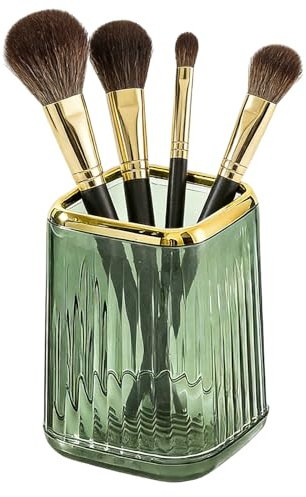 Othrion 1 PCS Make Up Brush Holder,Makeup Brush Holder,Makeup Brush Pot,Portable Makeup Pot for Vanity, Eyeliners,Eyebrow Pencil,Bathroom Toothbrush Holder,Office Storage Cup Desk Pen Holder(Green)