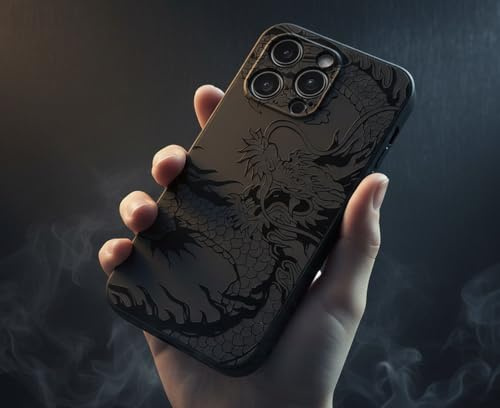 hdqICase Compatible avec iPhone XR Style Chinois Motif Dragon Sombre Coque TPU Antichoc Antidérapante