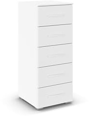 Rauch Möbel ADITIO, Kommode, Farbe Weiß, Breite 40 cm | Highboard im zeitlosen Stil, 5 Schubladen, Soft-Close-Funktion, für Schlafzimmer, Gästezimmer, Wohnzimmer, Garderobe, Flur