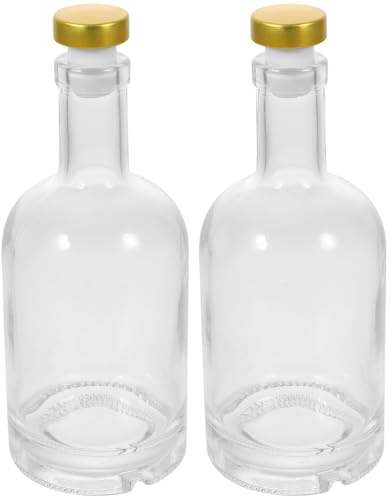 GALPADA 2 Pezzi Bottiglia in Vetro per Liquori 500ml Fondo Spesso e Apertura Larga, Design Finemente Sigillato per Club e Bar