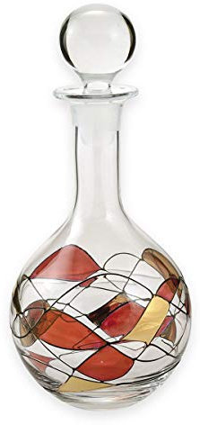 Hochwertiger Rubin-Mosaik-Dekanter – mundgeblasen/handdekoriertes Glas – ideal für Rubinhochzeit/40. Hochzeit, 27 cm