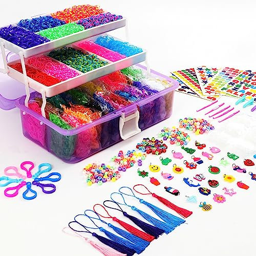 15000+ Bunte Gummibänder für Loom Bands, kreatives Mega Rubber Bands Refill Kit Schmuck Halskette Armband Making Kit Clips Haken ...