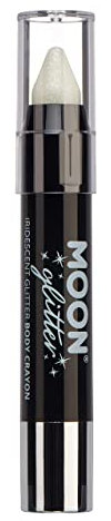 Iridescent Glitter Paint Stick / Body Crayon makeup for the Face & Body by Moon Glitter - 3.5g - White