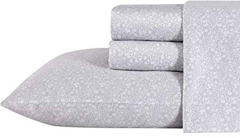 Laura Ashley Home – Queen-Bettlaken, weiches Satin-Baumwoll-Bettwäsche-Set, schlank, glatt und atmungsaktiv, Heimdekoration, Winnie Grey