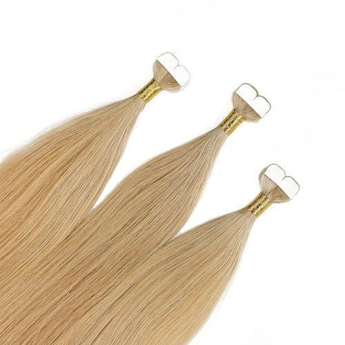 hair2heart Premium Mini Tape Extensions Echthaar - 24 Tapes 50cm 9/31 lichtblond Gold Asch