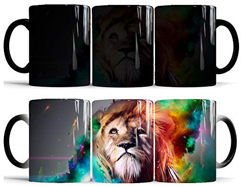 Hosoncovy Tasse à café en céramique Magic Lion - Changement de couleur - Hot Heat Sensitive