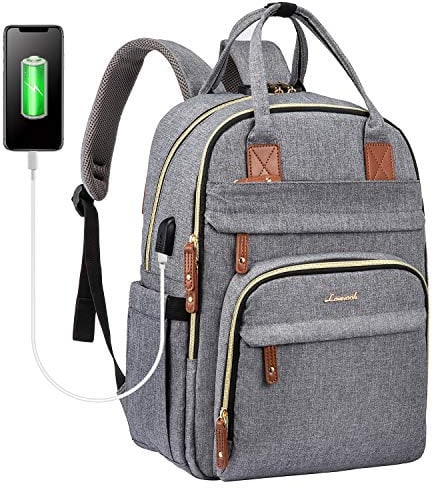 LOVEVOOK Laptop Backpack Women, 15.6 Inch Rucksack Ladies Backpacks Anti-theft with Lock&Compartment, Stylish Computer Bags Waterproof for Travel University College, Grey