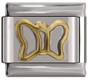 Gold Butterfly Charm- fits all classic 9mm Italian Style Charm Bracelet- UK stock