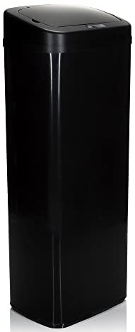 hjh OFFICE 830046 Cubo de basura con sensor 50L CLEAN V Acero Negro Cubo de basura automático con pantalla LED, alto