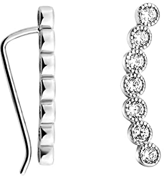 SOFIA MILANI - Damen Ohrringe 925 Silber - mit Zirkonia Steinen - Bogen Ohrklemmen - 21044