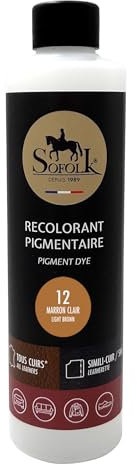 Sofolk - Peinture Simili-Cuir - Recoloration pour Cuir Abimé, Rayé, Giffré, Décoloré - Volant de Voiture, Siège Auto, Canapé, Chaussure, Veste et Vêtements (250ml, 12-MARRON CLAIR)