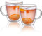CNGLASS Double Walled Glass Coffee Mugs 350ml/12 oz, Insulated Glass Latte Mug with Handle,Set of 2