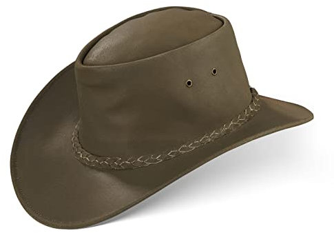 Black Forest Fox® Melbourne Western Cowboy Leder Wickel Hut Flex-Hat in (Hunter-Green, M)