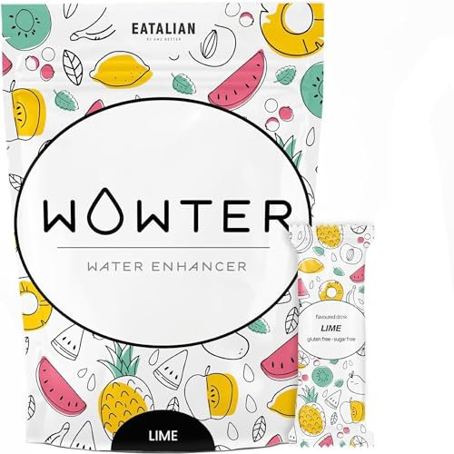 WOWTER by AMZ BETTER, Poudre Pour Aromatiser l’eau, 24 Sachets de Poudre de Saveur Citron Vert, Sans Calories, sans OGM, Sans Gluten, Sans Sucre, Made in Italy, 48 g